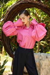 Fuchsia Flourish Cotton Blouse